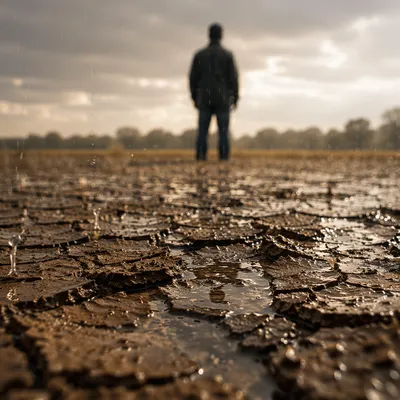 Gentle Grace Rain on Cracked Earth