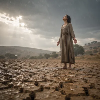 Gentle Rain on Cracked Field