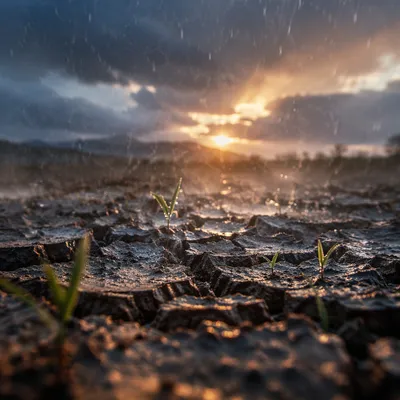 First Rain on Cracked Earth