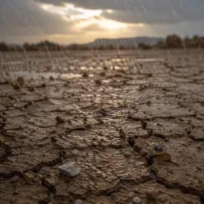 Grace Rain on Cracked Dry Earth