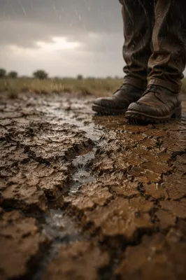 Gentle Grace Rain on Cracked Earth