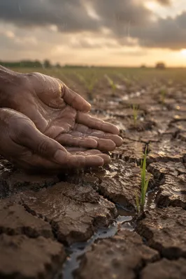 Grace Rain on Cracked Dry Earth