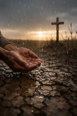 Grace Rain Over Cracked Dry Earth