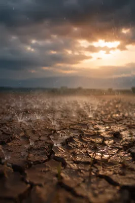Gentle Rain on Cracked Dry Earth