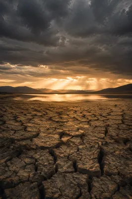 Grace Rain Over Cracked Desert Earth