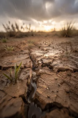 Grace Rain on Cracked Dry Earth