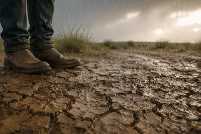 Grace Rain on Cracked Dry Earth