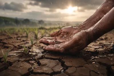 Gentle Grace Rain on Parched Earth