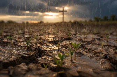 Grace Rain Over Cracked Earth