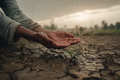 Grace Rain on Cracked Dry Earth