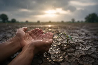 Grace Rain on Cracked Earth
