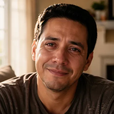 Emotional Close Up Portrait of Father