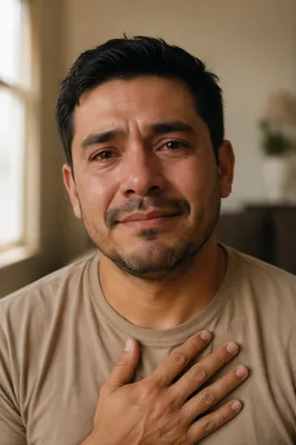 Emotional Close Up Portrait of Grateful Father