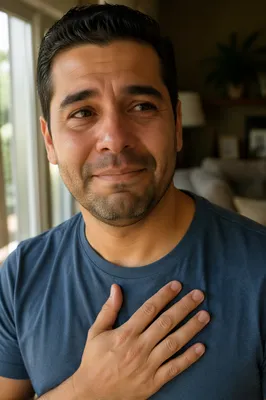 Emotional Father Portrait by Home Window