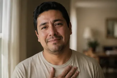 Emotional Close Up Portrait of Father