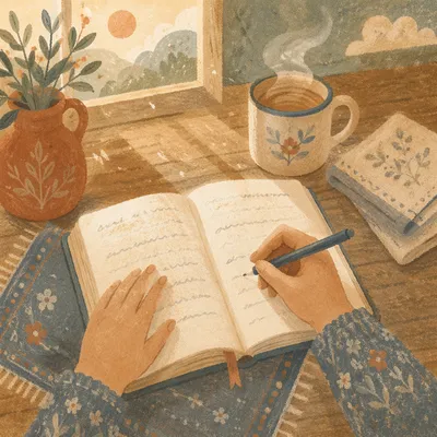Morning Gratitude Journal Writing at Home