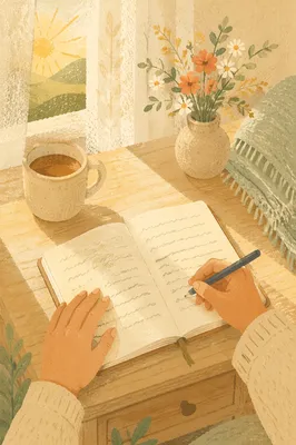Thankful Morning Journal Writing by Hand