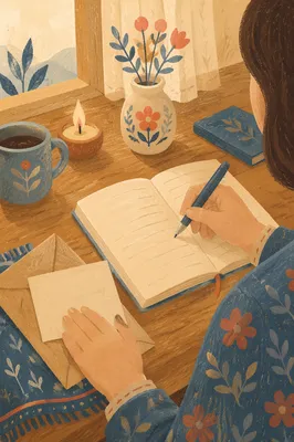 Morning Gratitude Journal Writing at Wooden Table