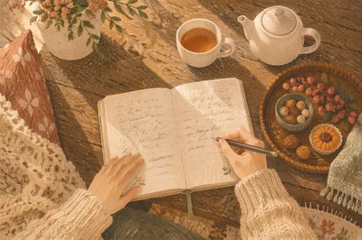 Thankful Morning Journal Writing at Home