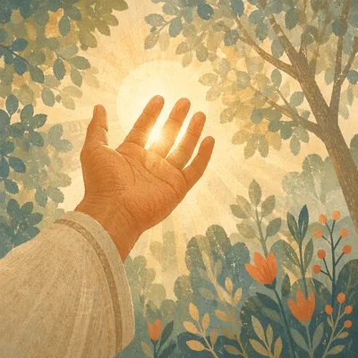 Open Hand Receiving Golden Sunlight
