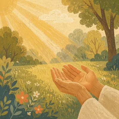 Open Hands Receiving Sunlight in Gratitude