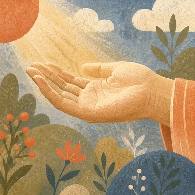 Open Hand Receiving Golden Morning Light