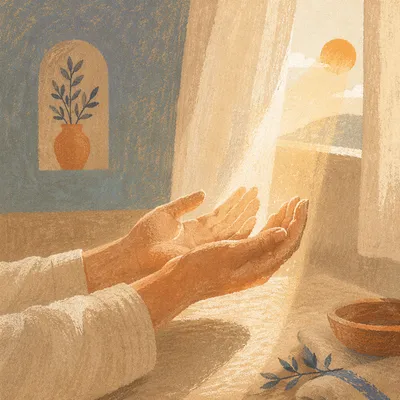 Open Hands Receiving Morning Sunlight