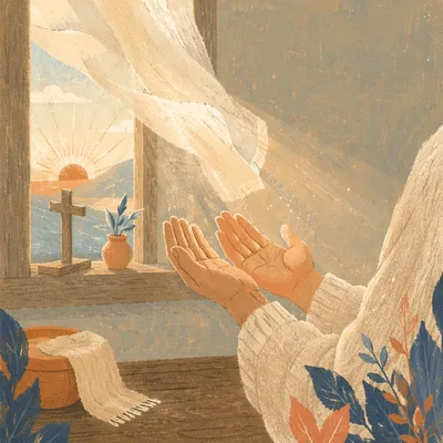 Open Hands Receiving Morning Sunlight