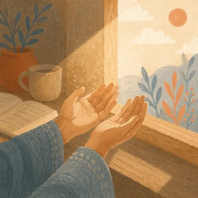 Open Hands Receiving Morning Sunlight