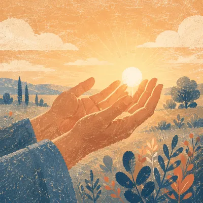 Open Hands Receiving Golden Sunlight