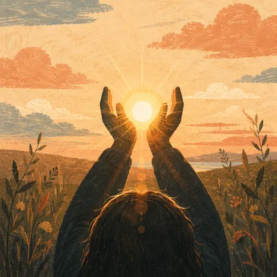 Open Hands Receiving Sunlight in Gratitude
