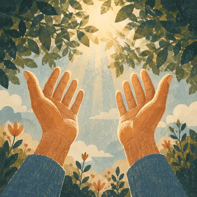Open Hands Receiving Sunlight in Gratitude