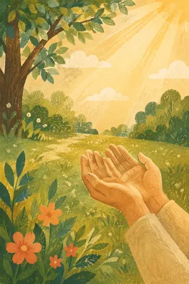 Open Hands Receiving Golden Sunlight