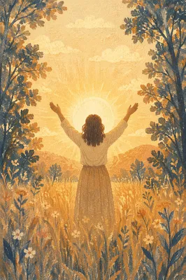 Open Hands in Golden Meadow Gratitude