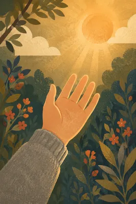 Open Hand Receiving Golden Sunlight