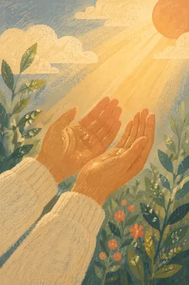Open Hands in Morning Sunlight