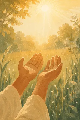 Open Hands in Morning Gratitude Light