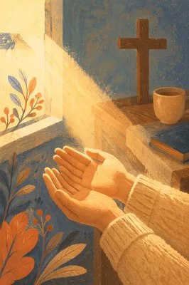 Grateful Open Hands Receiving Morning Sunlight