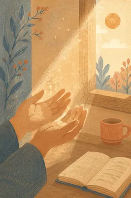Open Hands Receiving Morning Sunlight