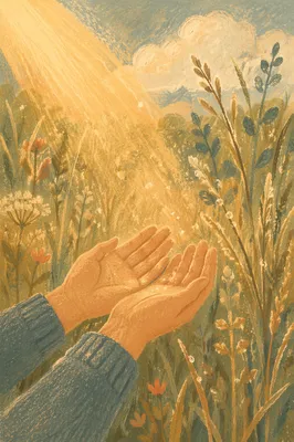 Open Hands Receiving Morning Sunlight