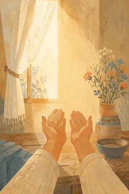 Open Hands Receiving Morning Sunlight