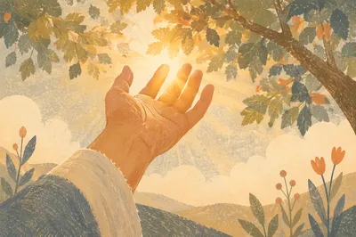 Grateful Open Hand in Golden Sunlight
