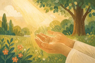 Open Hands Receiving Sunlight in Gratitude