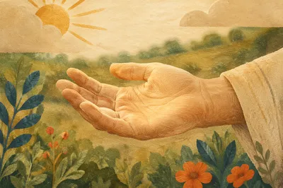 Open Hand Receiving Morning Sunlight