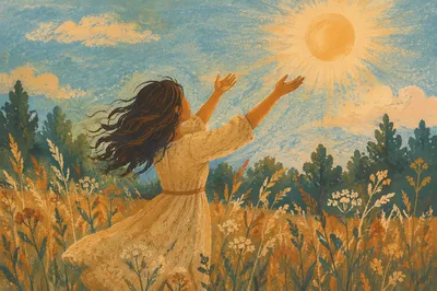 Grateful Open Hands in Golden Meadow