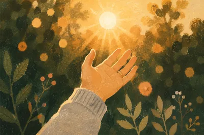 Open Hand Receiving Warm Sunlight