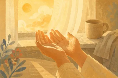 Open Hands Receiving Morning Sunlight