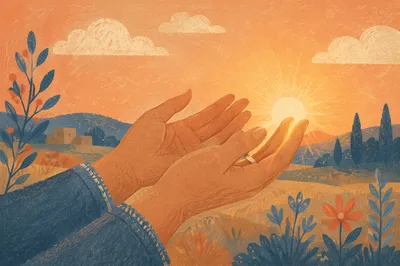 Open Hands Receiving Golden Sunlight