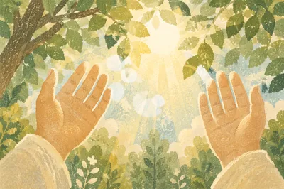 Open Hands Receiving Sunlight in Gratitude