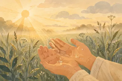 Open Hands Receiving Morning Sunlight